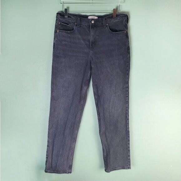 Abercrombie & Fitch Womens Black The Straight Mid Rise Jeans Size 31 12 - Picture 1 of 6